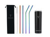 TEAM LEADER BLACK + COMFY RAINBOW - Drinkbeker met rietjes - RVS  - 600ML - rietjes 26cm