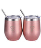 SKY ROSÉ GOLD - RVS Bekers met rvs rietjes - set van 2 - 350ml