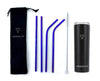 TEAM LEADER BLACK + COMFY BLUE - Drinkbeker met rietjes - RVS -  600ML - rietjes 26cm