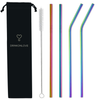 RUSH GREEN + COMFY RAINBOW - Drinkbeker met rvs rietjes  - 470ml - rietjes 21.5cm