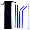 RUSH BLACK + COMFY BLUE  - Drinkbeker met rvs rietjes -  470ml - rietjes 21.5 cm