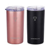 RUSH ROSÉ GOLD + BLACK - Drinkbeker met rietje - set van 2 - RVS -  470 ML