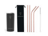 RUSH BLACK + COMFY ROSÉ GOLD - Drinkbeker met rvs rietjes -  470ml - rietjes 21.5cm