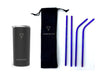 RUSH BLACK + COMFY BLUE  - Drinkbeker met rvs rietjes -  470ml - rietjes 21.5 cm