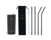 RUSH BLACK + COMFY BLACK - Drinkbeker met rvs rietjes  - 470ml - rietjes 21.5cm