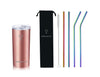 RUSH ROSÉ GOLD + COMFY RAINBOW - Drinkbeker met rvs rietjes  - 470ml - rietjes 21.5cm