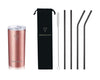 RUSH ROSÉ GOLD + COMFY BLACK -  Drinkbeker met rvs rietjes  - 470ml - rietjes 21.5cm
