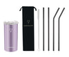 RUSH PURPLE + COMFY BLACK - Drinkbeker met rvs rietjes - 470ml - rietjes 21.5cm