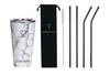 SHAKEY GREY + COMFY BLACK - Drinkbeker met rietje - RVS - 480 ml - 21.5 cm rietjes