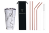 SHAKEY GREY + COMFY ROSÉ GOLD - Drinkbeker met rietje - RVS - 480 ml