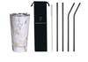 SHAKEY GOLD + COMFY BLACK - Drinkbeker met rietje - RVS - 480 ml - 21.5 cm rietjes