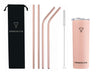 DRINKONLOVE - TEAM LEADER SALMON PINK + COMFY ROSÉ GOLD - Drinkbeker met rietjes - RVS - Zalm roze - Rosé goud- 12 uur koud - 6 uur warm - 600ML - 20,5 cm hoog