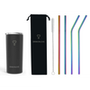 RUSH BLACK + COMFY RAINBOW  - Drinkbeker met rvs rietjes -  470ml - rietjes 21.5 cm